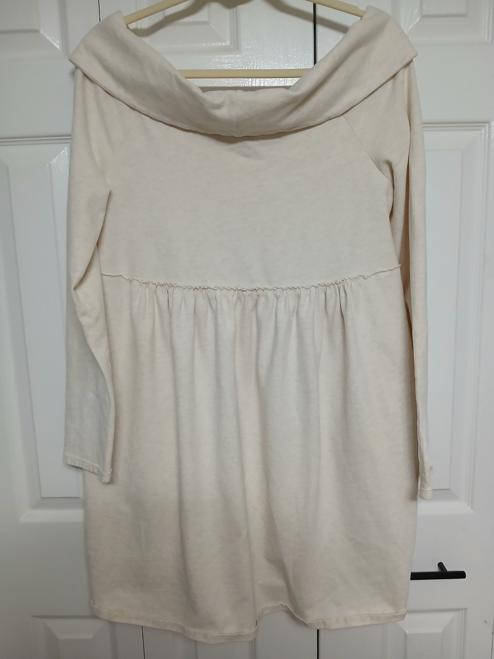 Saturday/Sunday Ivory Knit Sweater Dress Off Shoulder Long Sleeve Cotton S